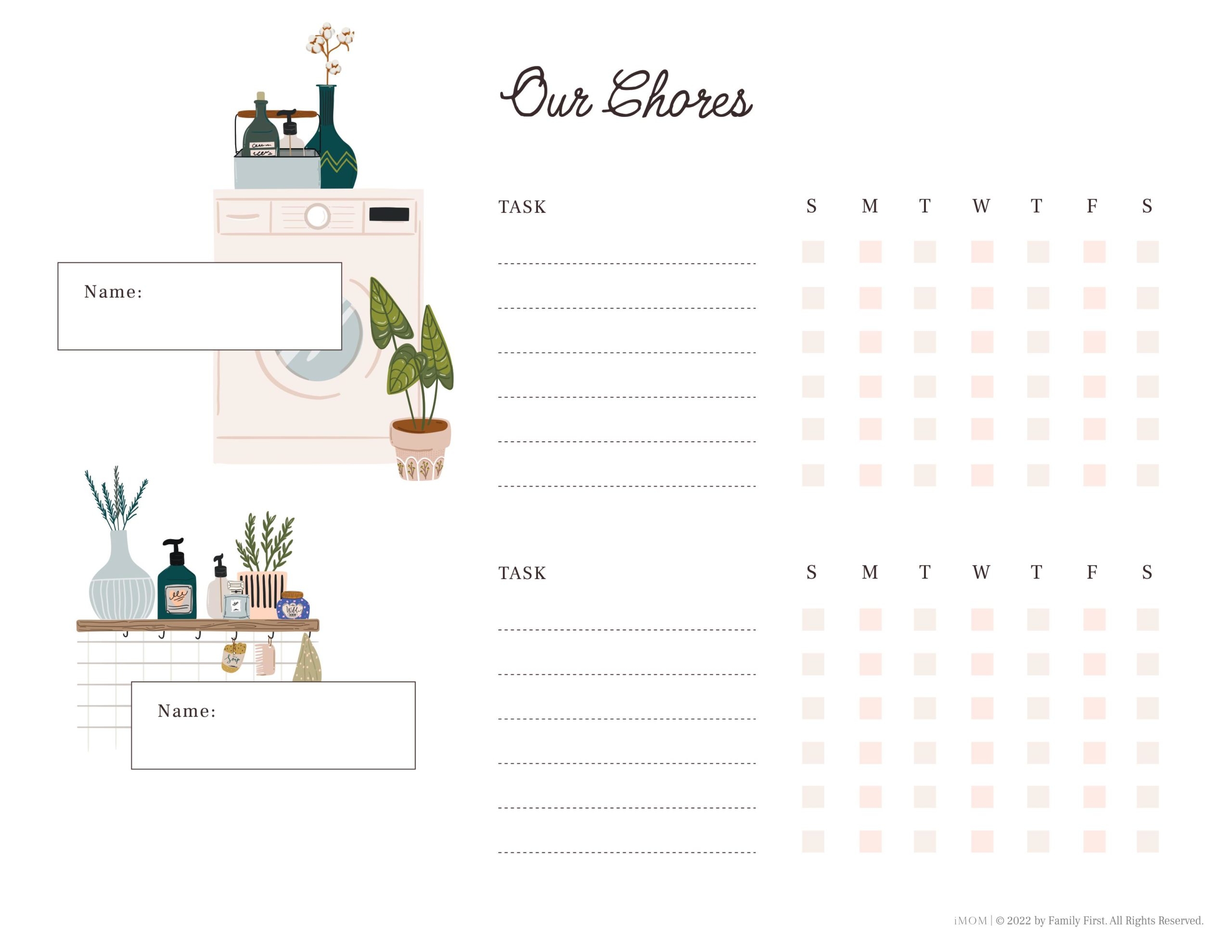 10 Free Printable Chore Charts IMOM