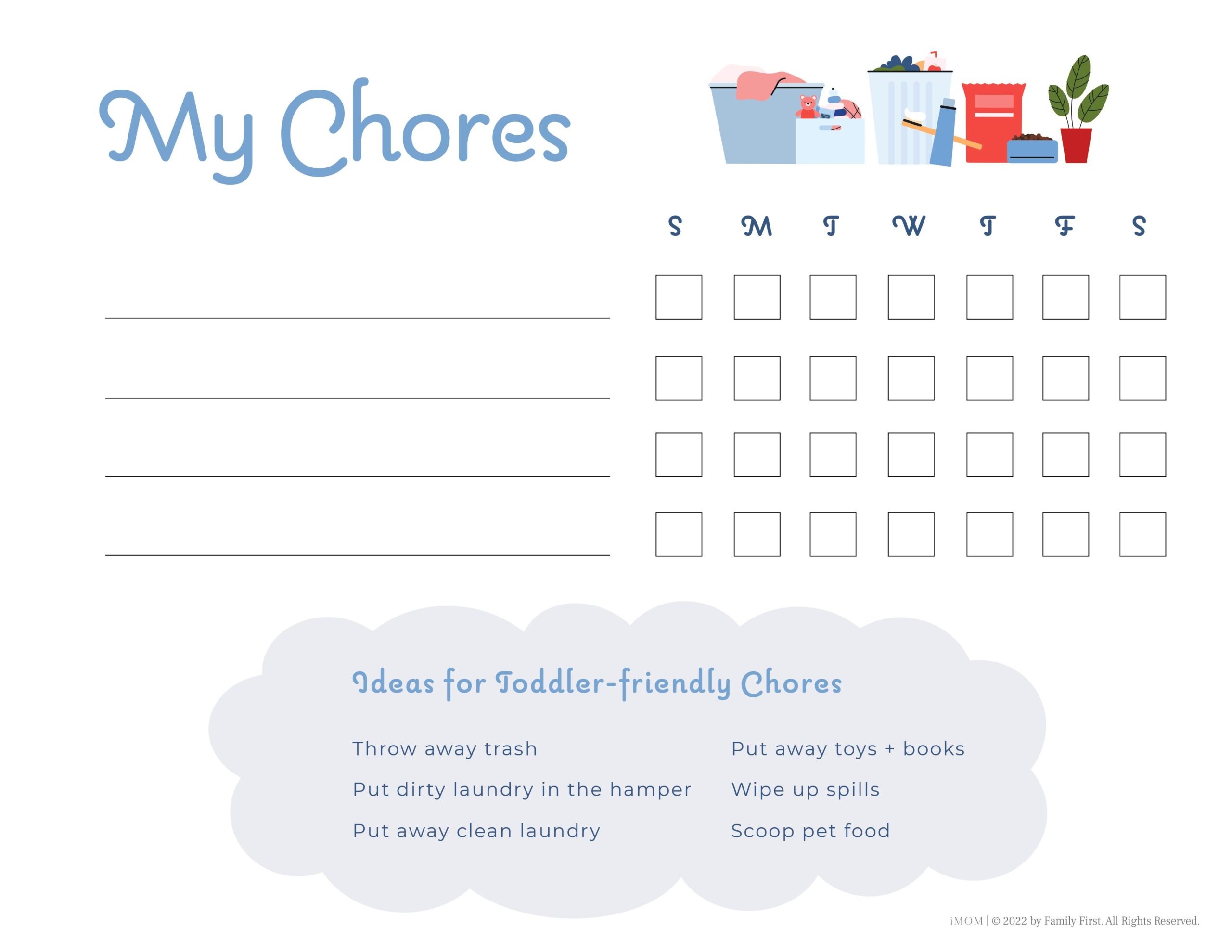Printable Household Chore List For Kids