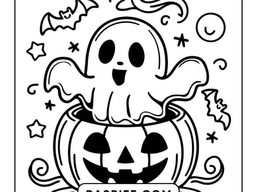 100 Bold And Easy Cute Halloween Coloring Pages Printable PDF Instant RASPIEE