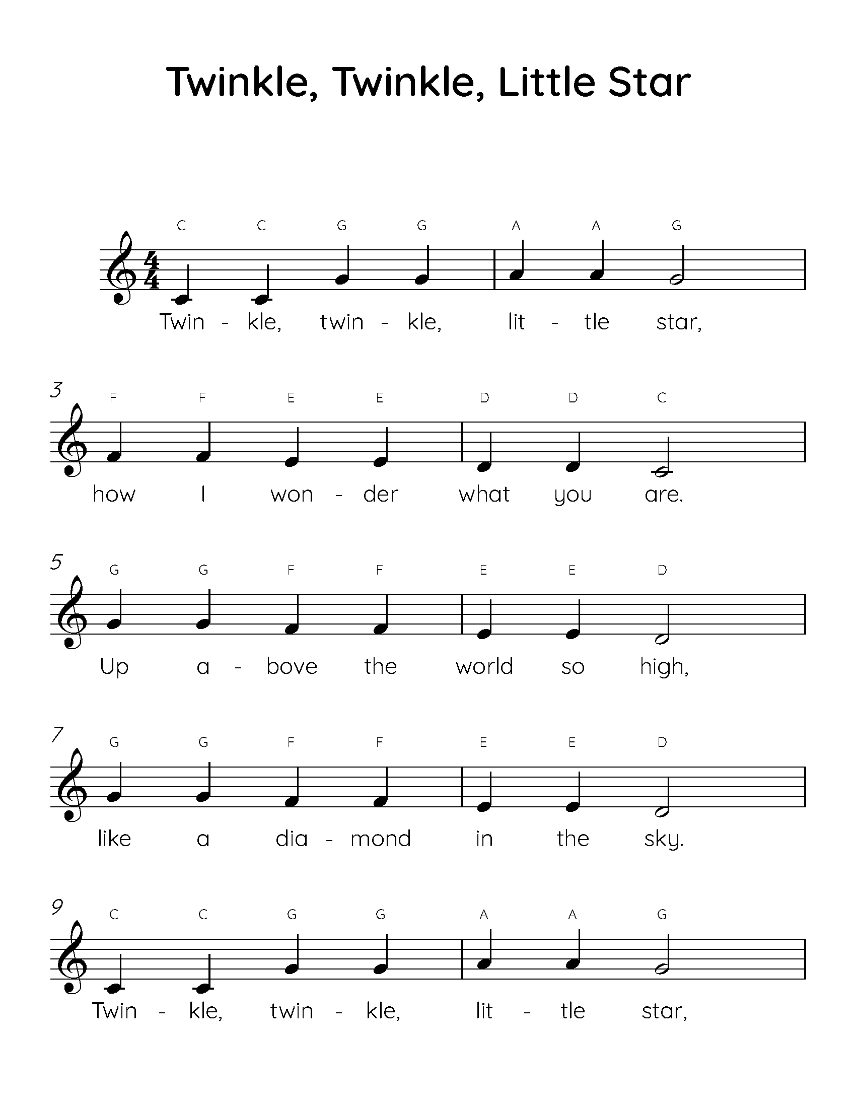 Printable Piano Sheet Music For Kids