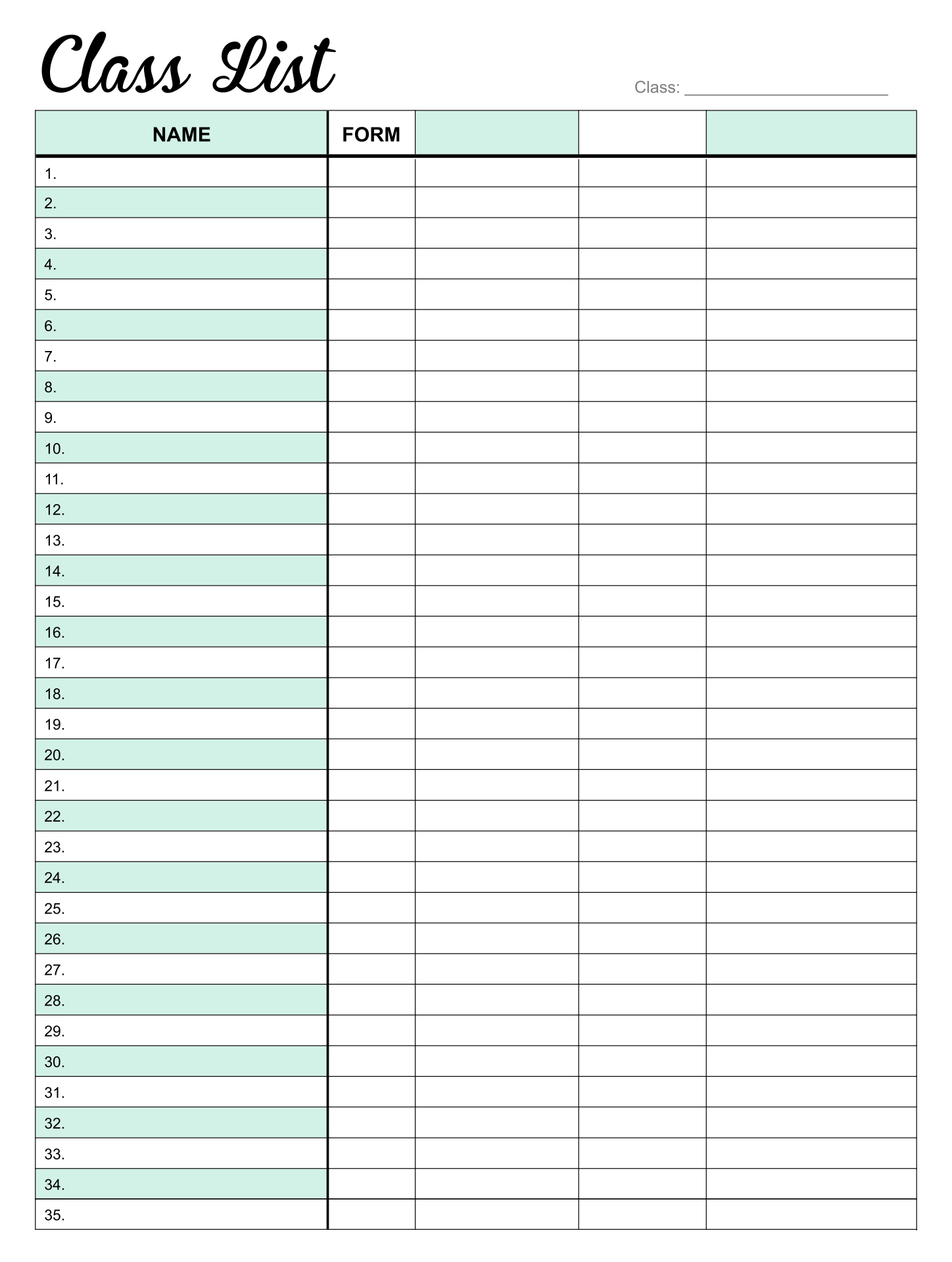 11 Class List Templates Ideas Class List List Template Class Roster