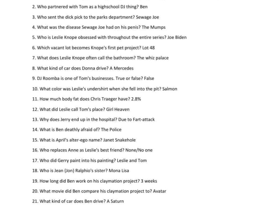 15 Parks And Rec Trivia Questions Answers Fun Quiz Mantelligence