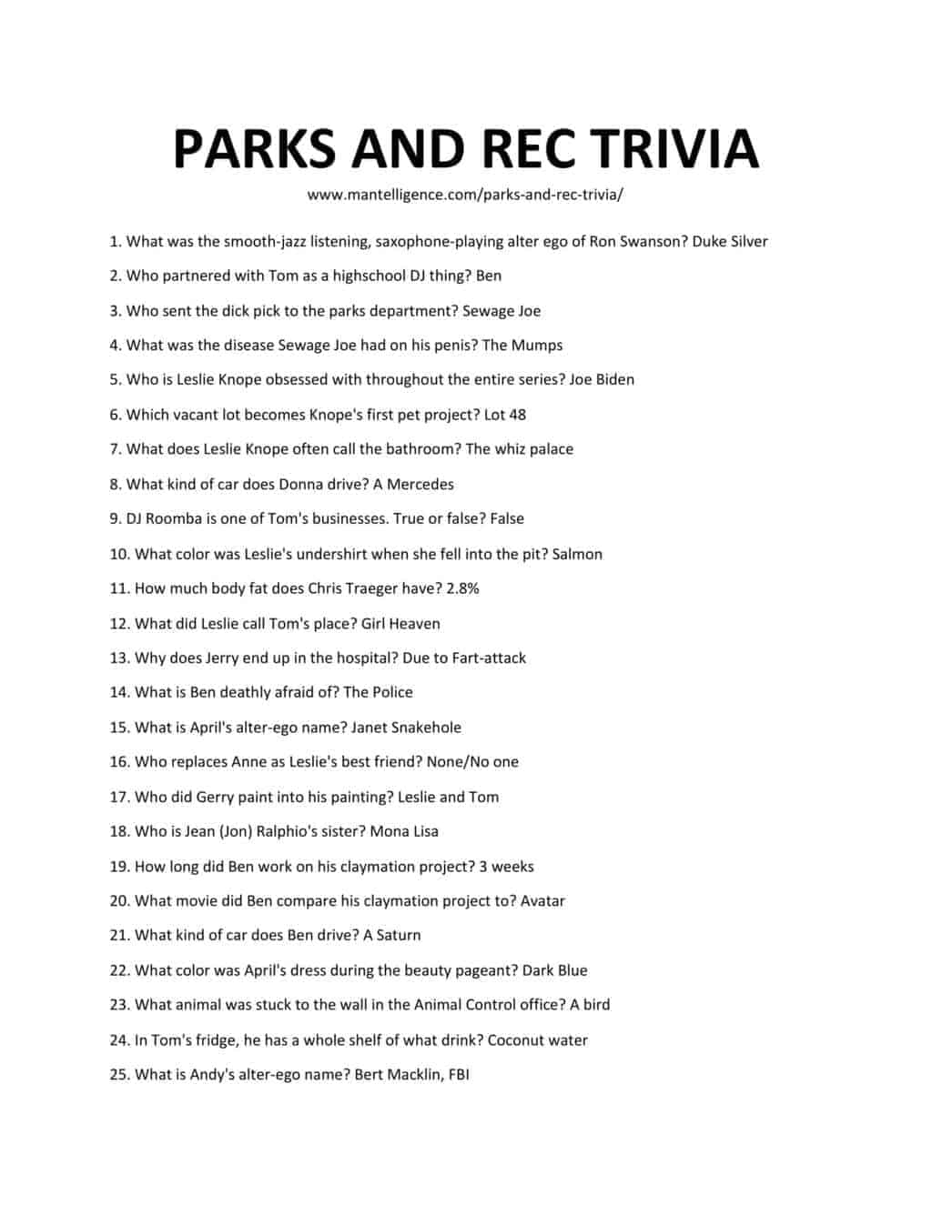 15 Parks And Rec Trivia Questions Answers Fun Quiz Mantelligence