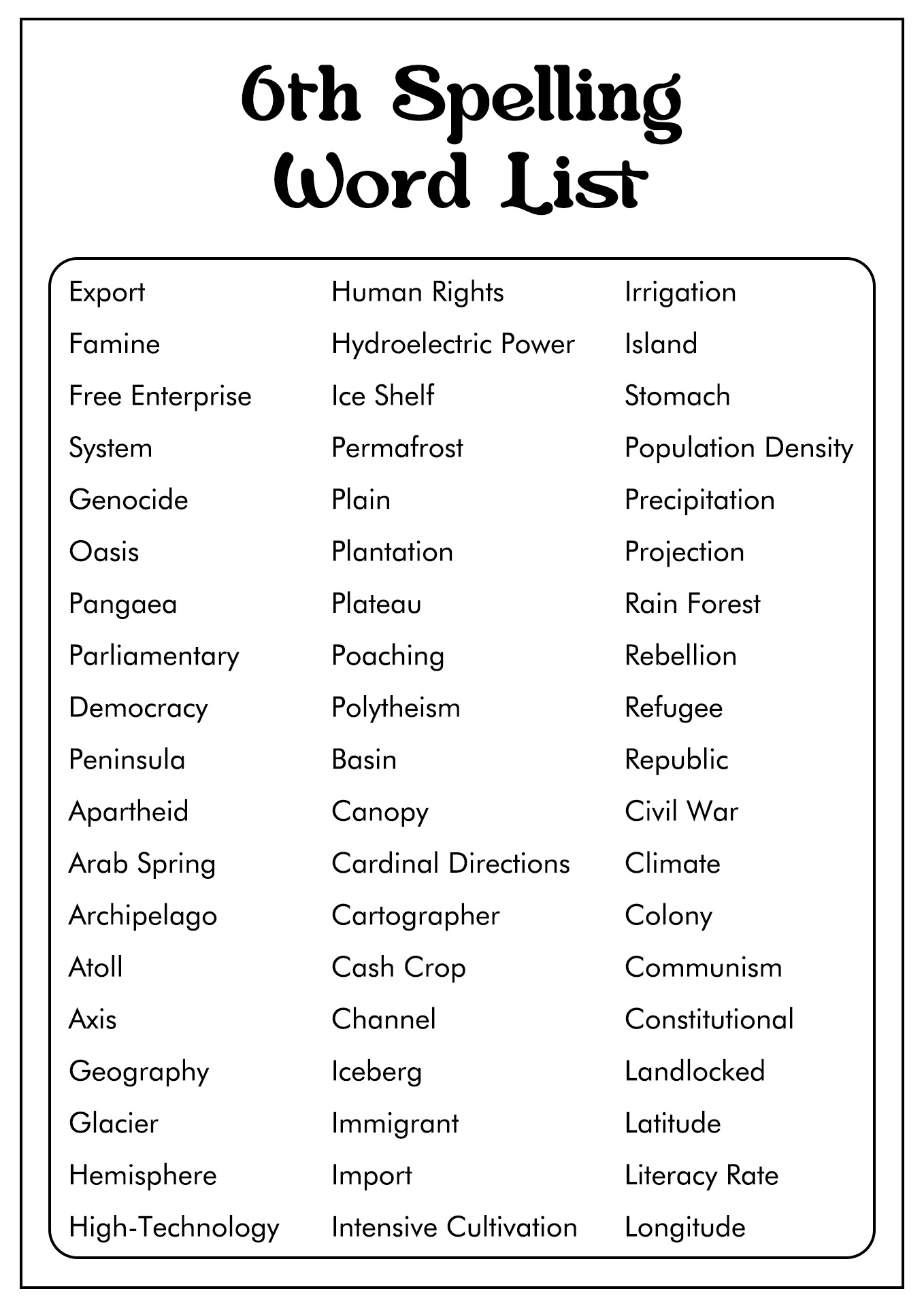 16 6th Grade Spelling Words Worksheets Free PDF At Worksheeto Worksheets Library
