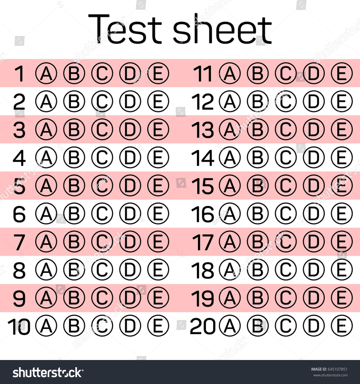 Abcde Printable Bubble Sheet