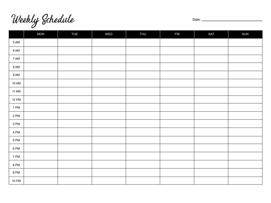 19 Free Weekly Calendar Templates Word Excel PDF Worksheets Library