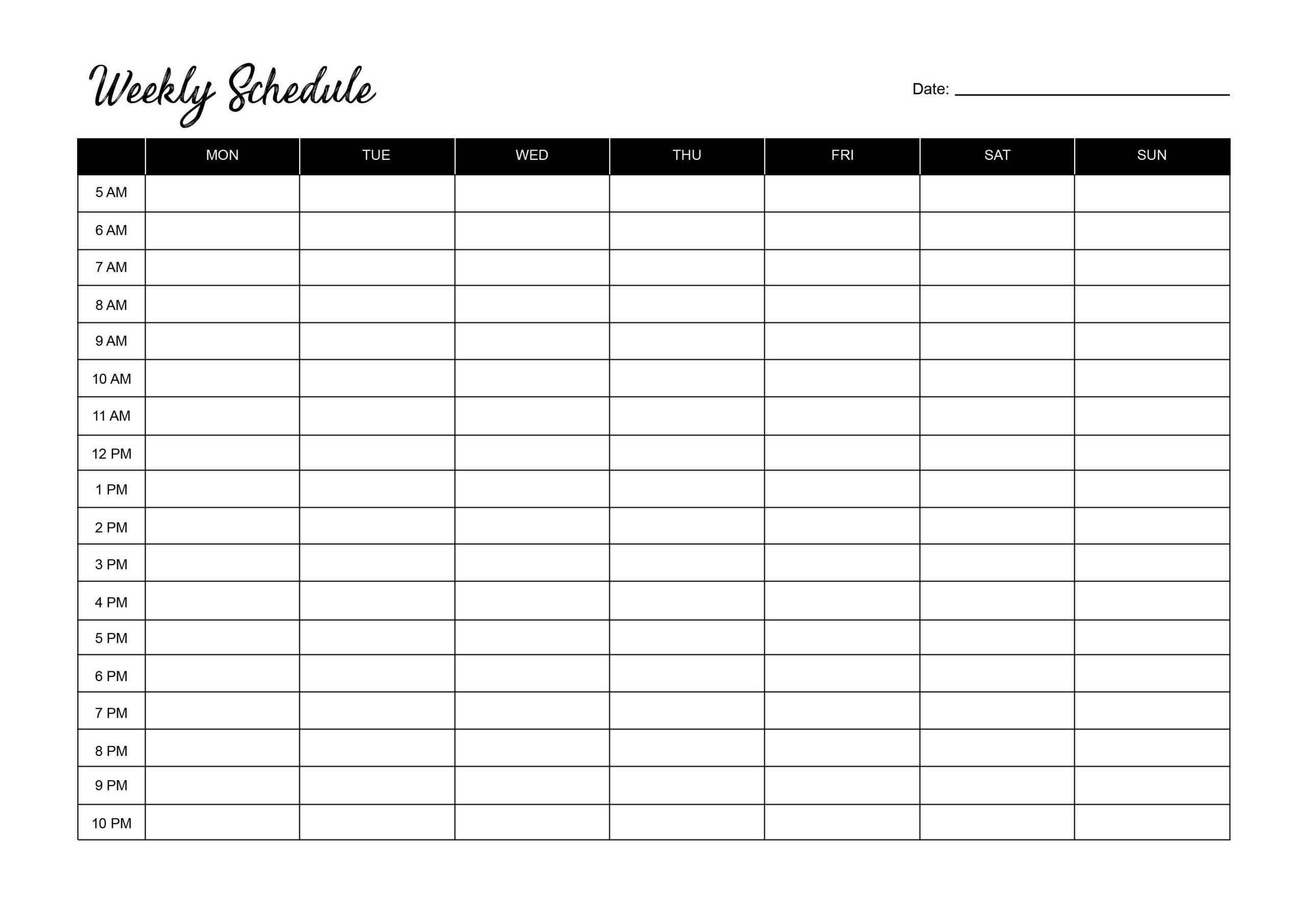 19 Free Weekly Calendar Templates Word Excel PDF Worksheets Library