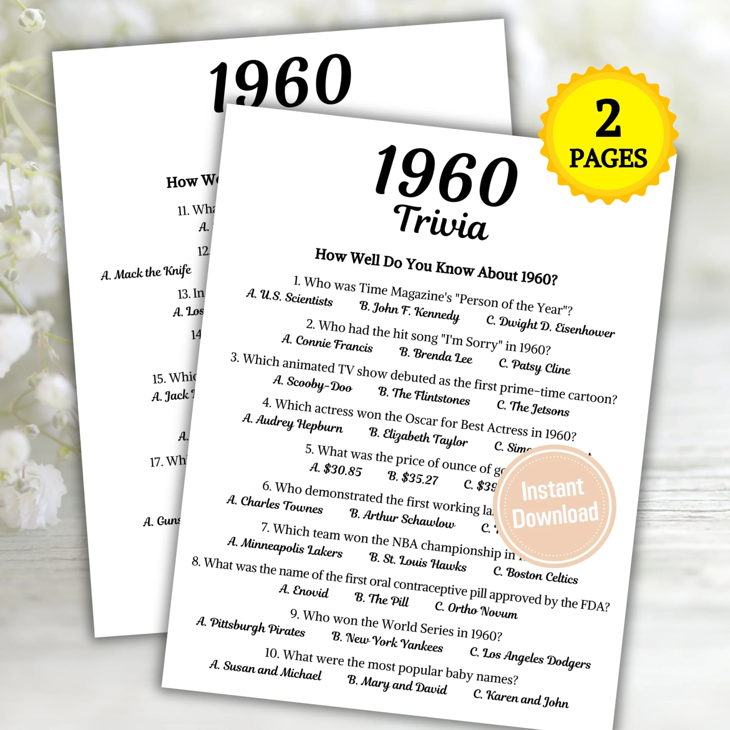 60s Trivia Questions And Answers Printable