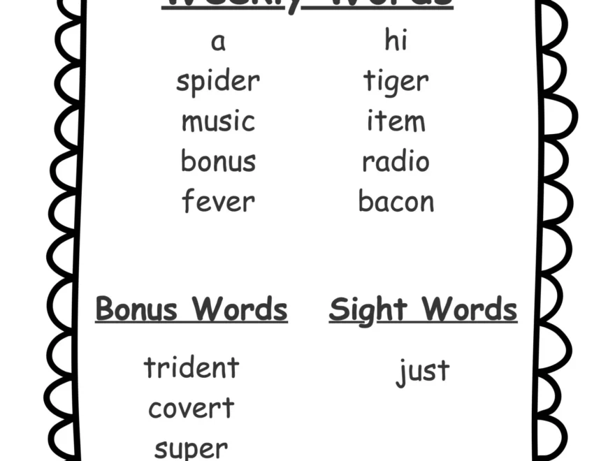 1st Grade Spelling Words Free Printable 36 Week List