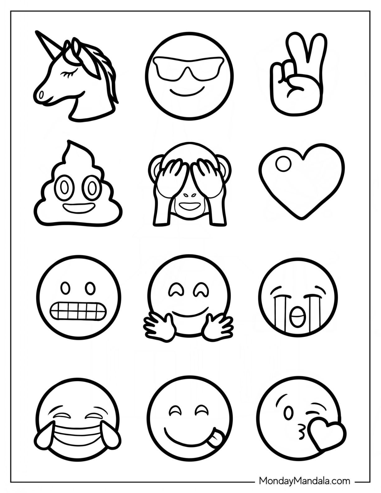 20 Emoji Coloring Pages Free PDF Printables Worksheets Library