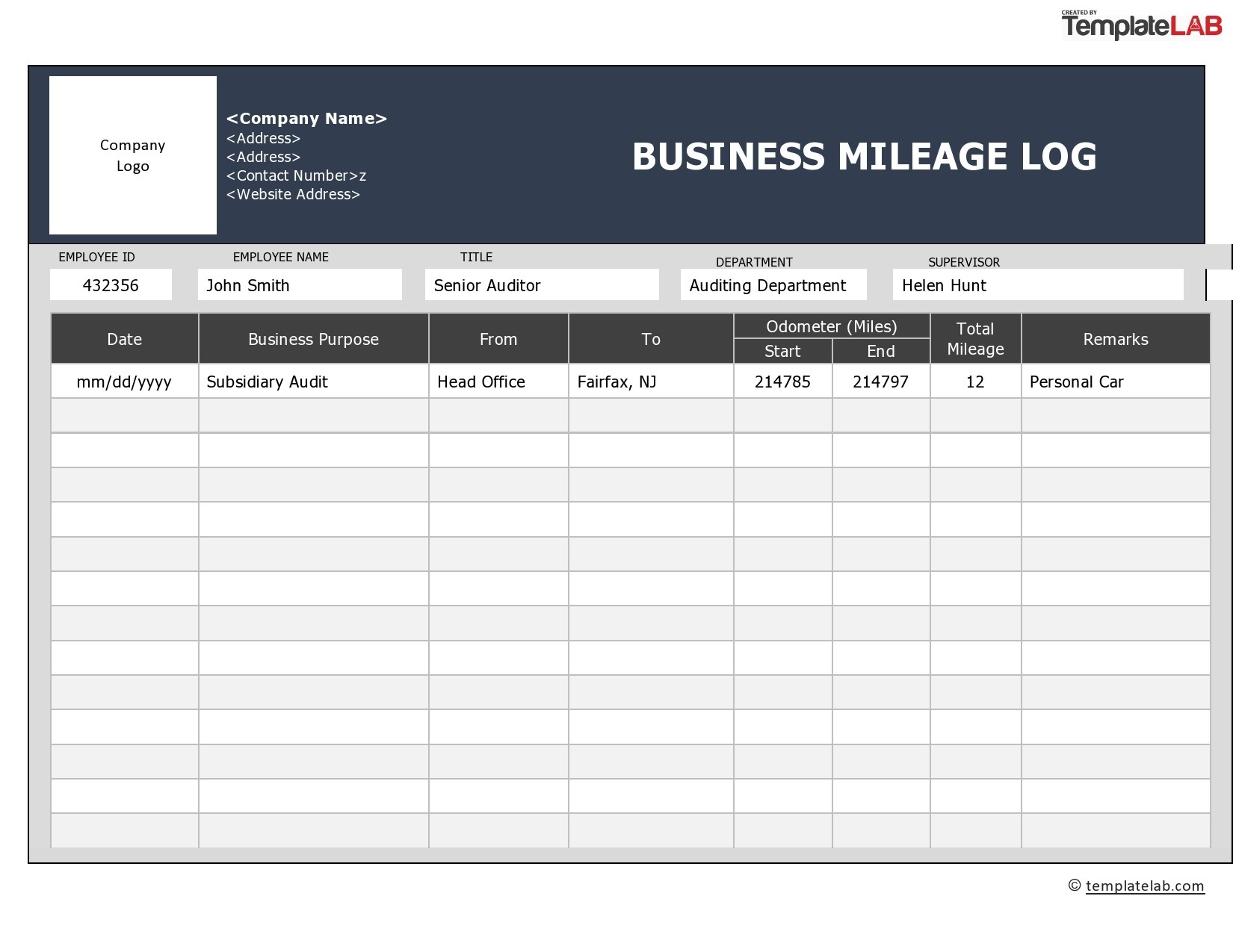 Free Printable Trucking Company Trip Sheet