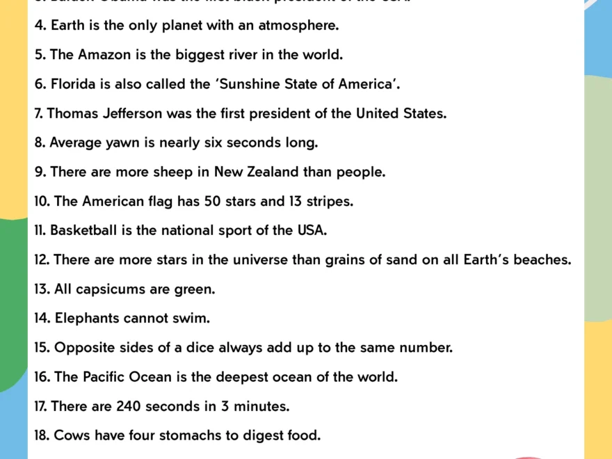 200 True Or False Questions For Kids With Answers