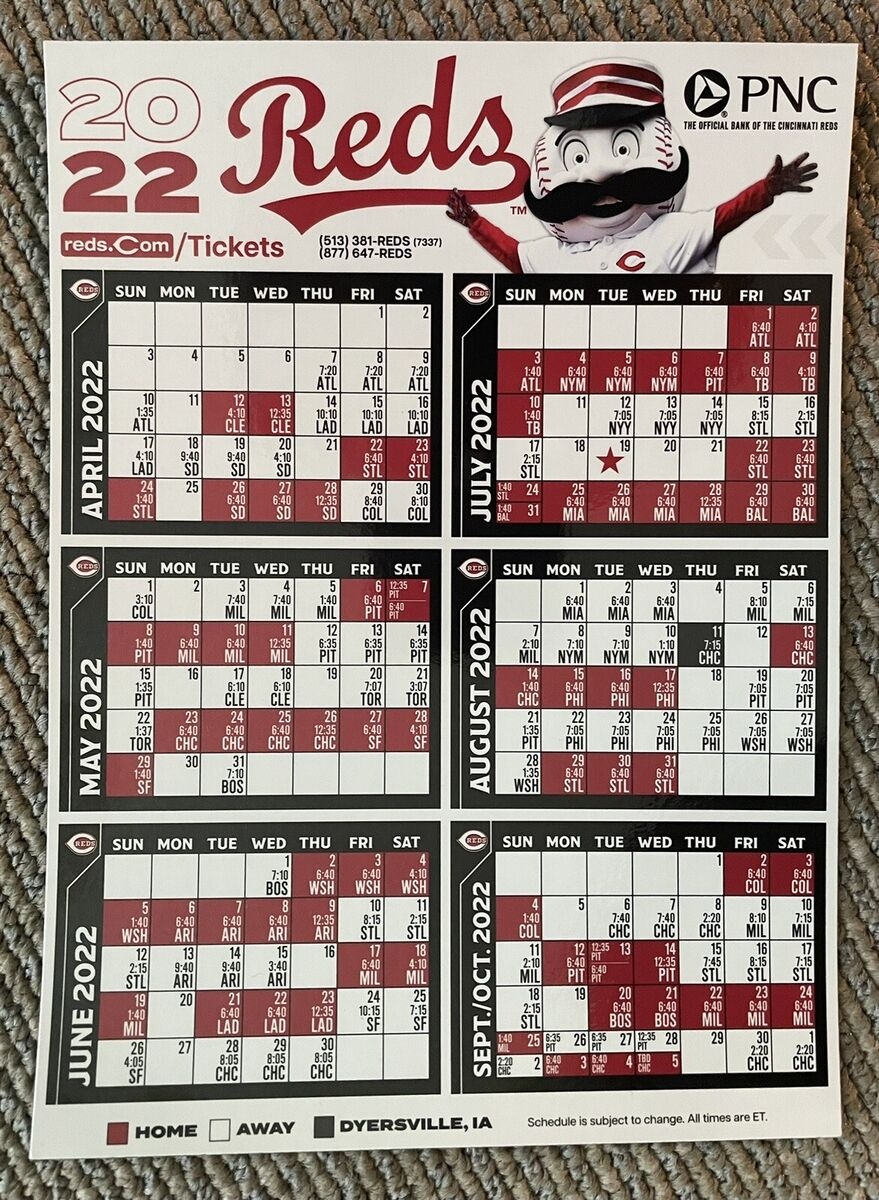 Cincinnati Reds Printable Schedule