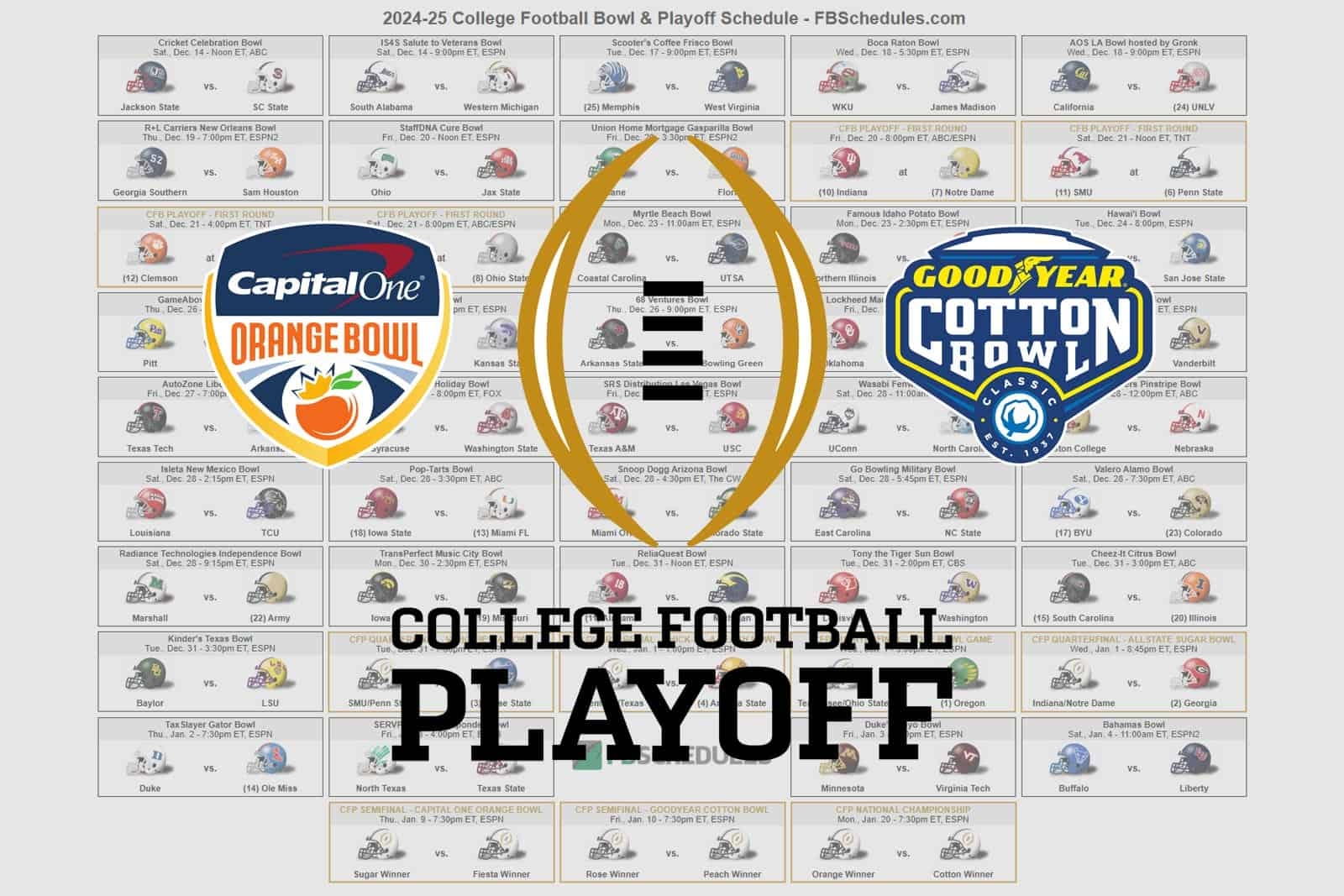 College Football Printable Schedule 2026
