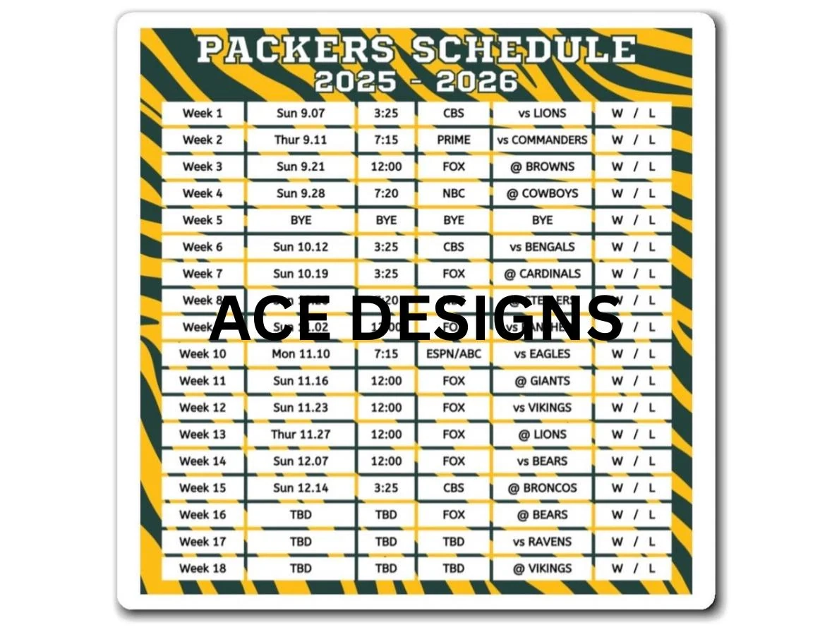 Printable Green Bay Packer Schedule 2026