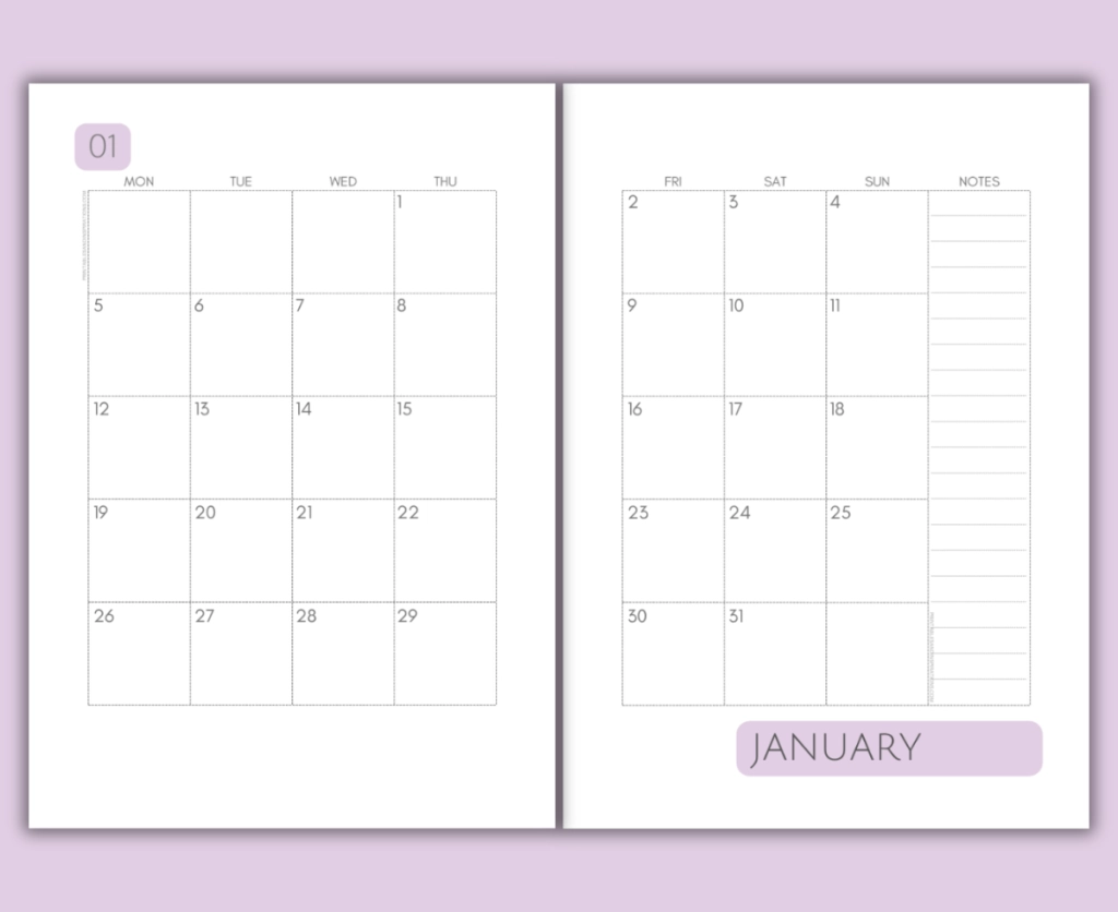 A5 Monthly Planner Printable Free
