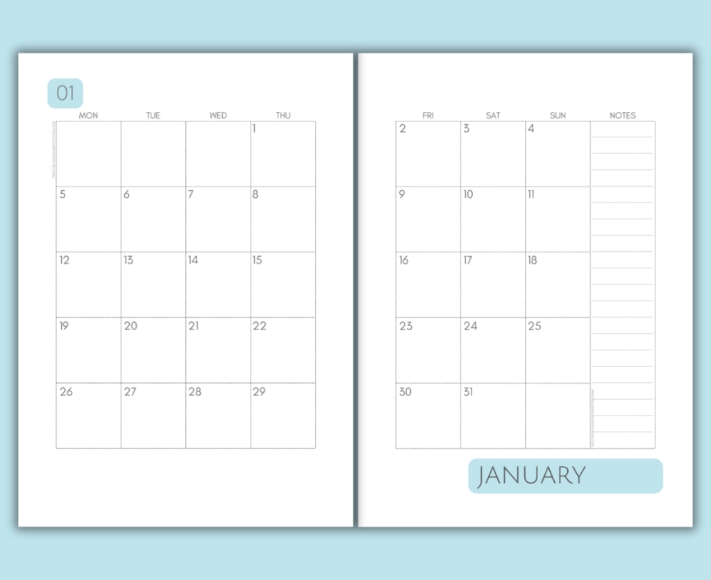 2025 2026 Two Page Calendar Monthly Spread Free Printable Printables And Inspirations