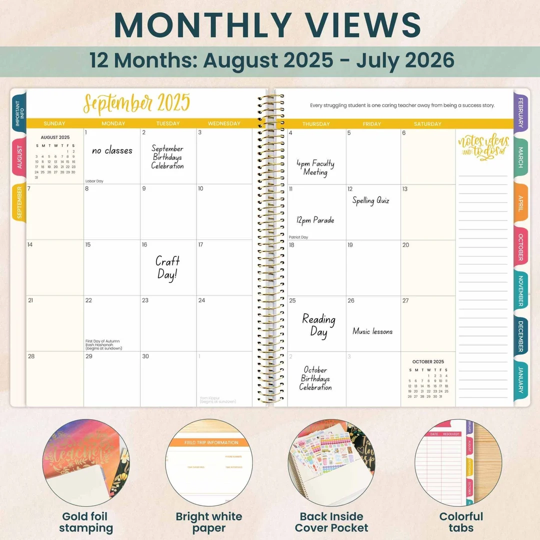 Printable School Planner 2026 For Teachers