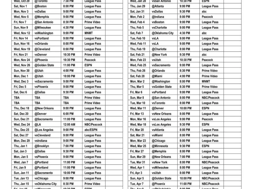 2025 26 Houston Rockets Schedule Free Printable