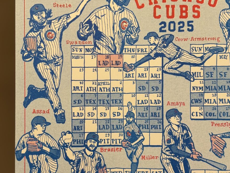 2025 Chicago Cubs Schedule Risograph Print R baseball
