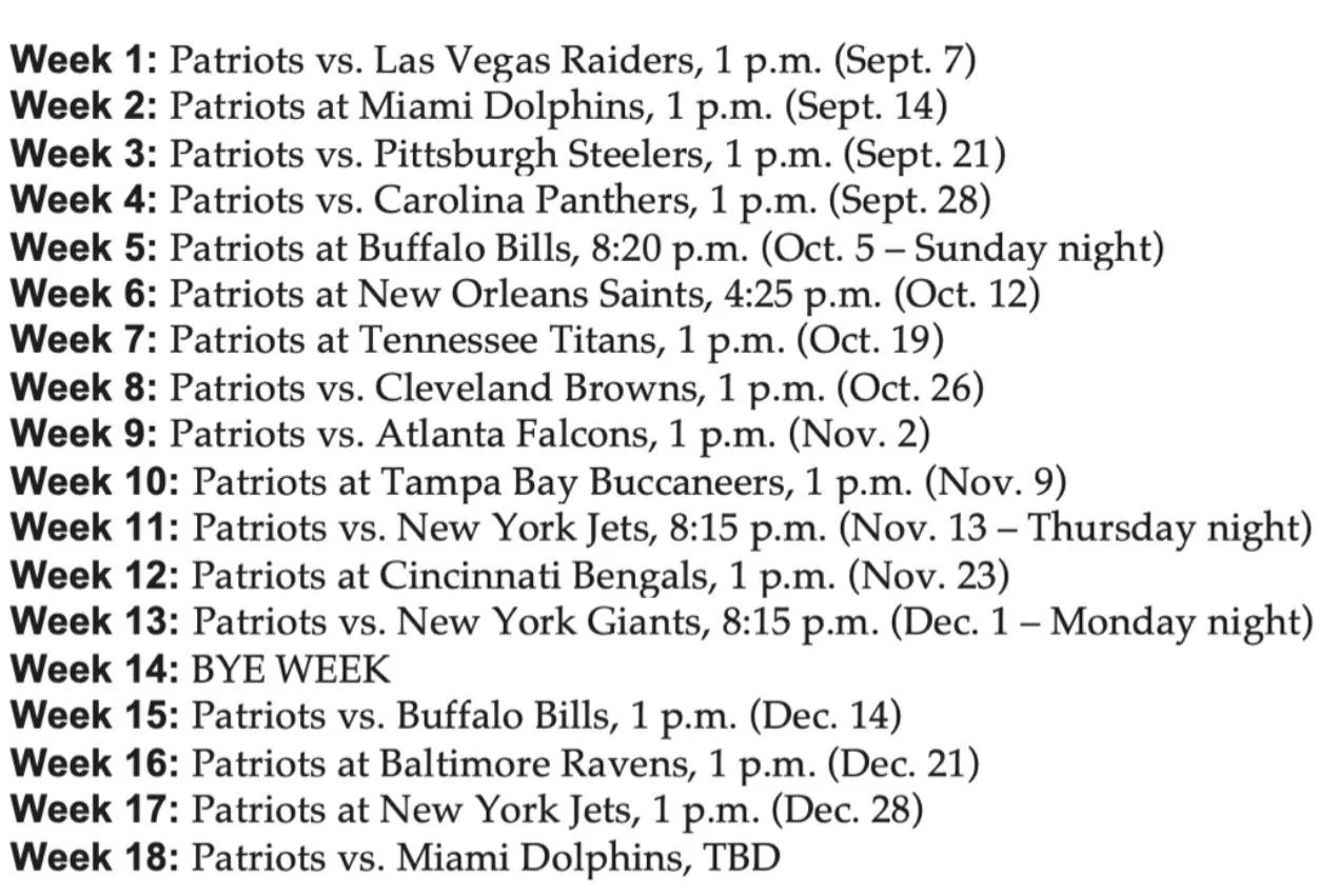 2026 Ne Patriots Schedule Printable