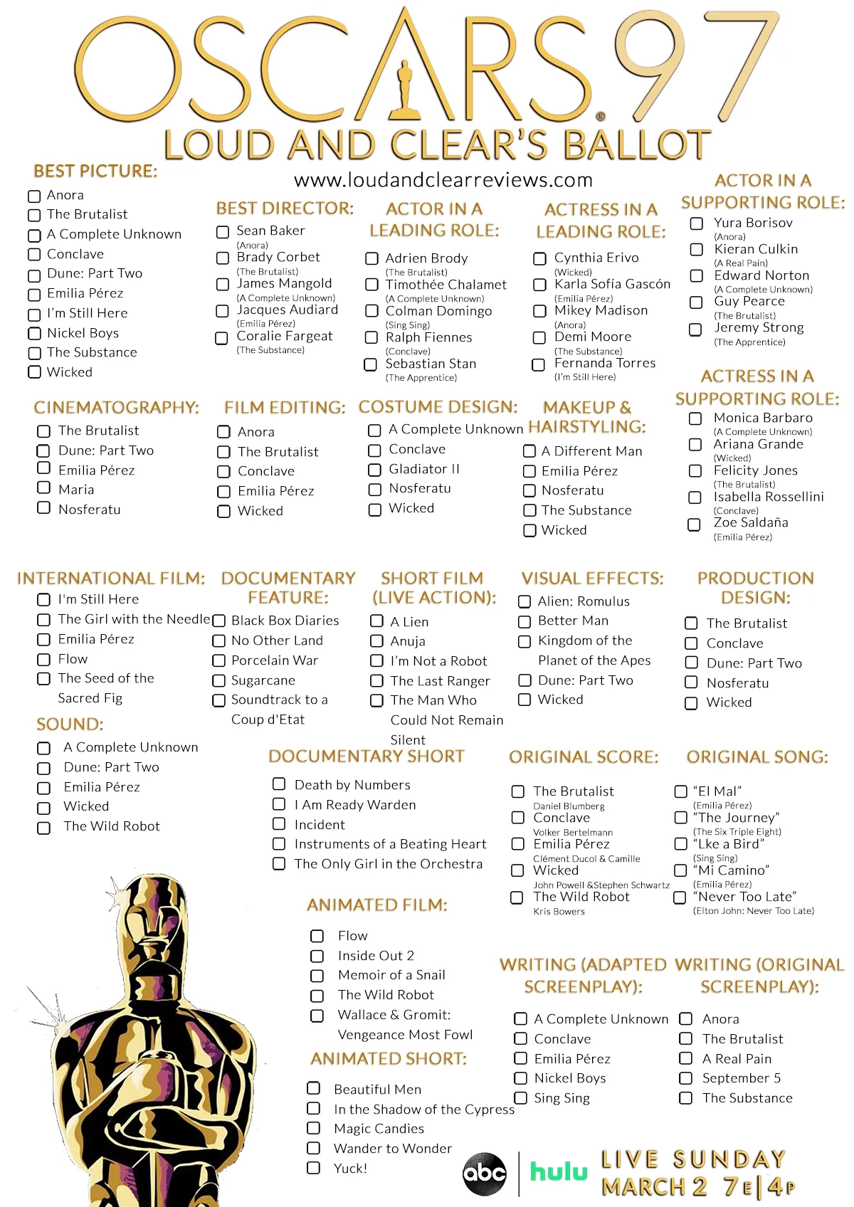 2025 Oscars Download Our Printable Ballot Sheet Loud And Clear Reviews 2025 Oscars Download Our Printable Ballot Sheet Loud And Clear Reviews