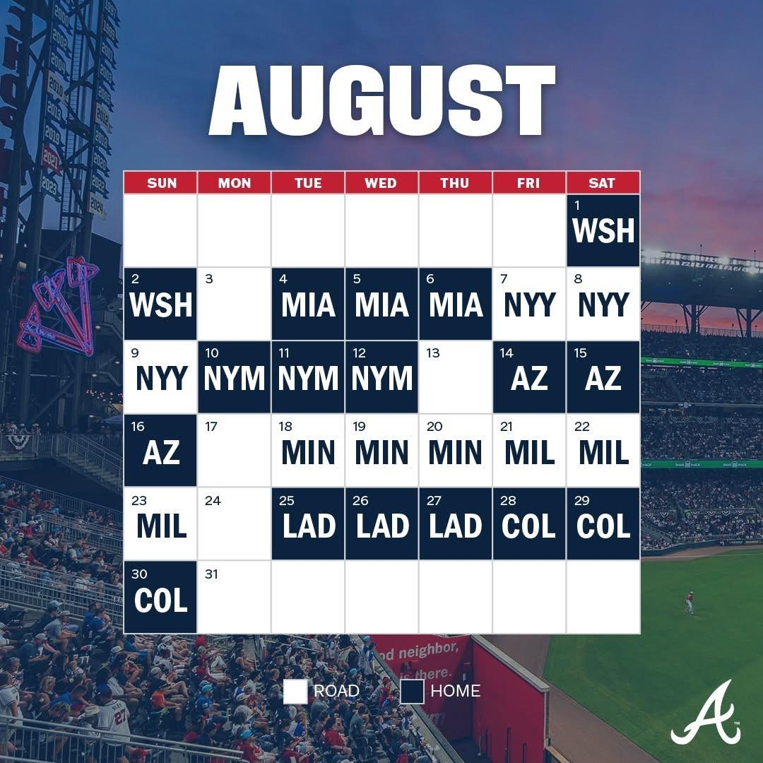 Atlanta Braves 2026 Schedule Printable Atlanta Braves 2026 Schedule Printable