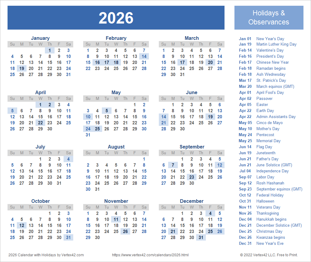 Free Printable Calendar Sheets 2026