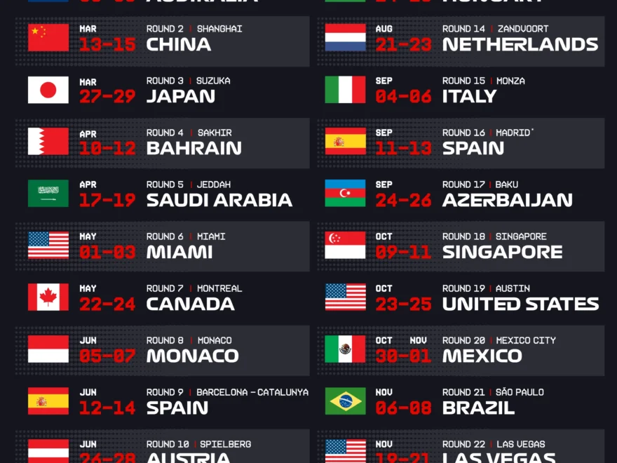 2026 F1 Calendar In Full Formula 1 Reveals Race Schedule For 2026 Season
