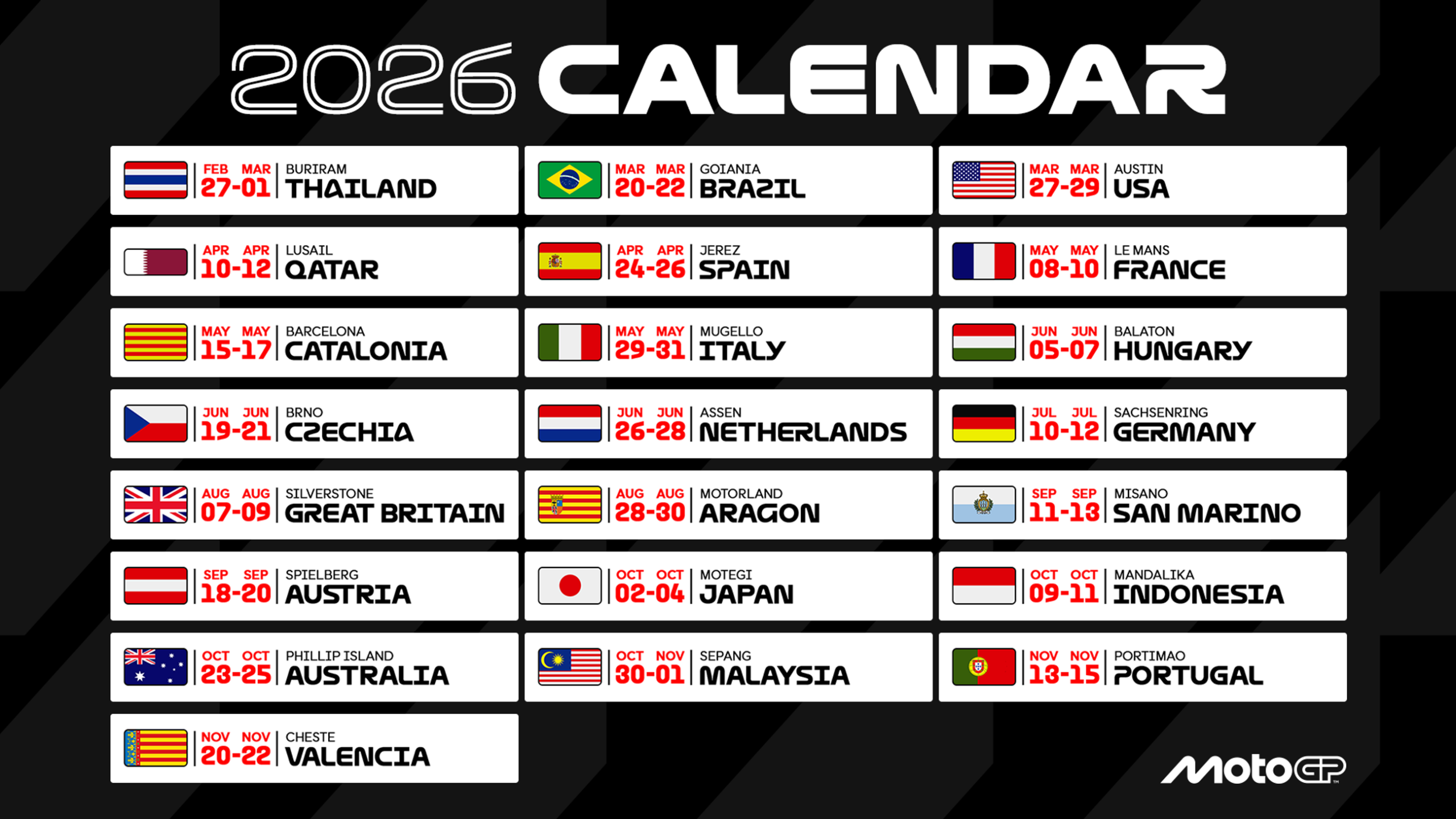 2026 MotoGP Calendar Revealed SportsTravel