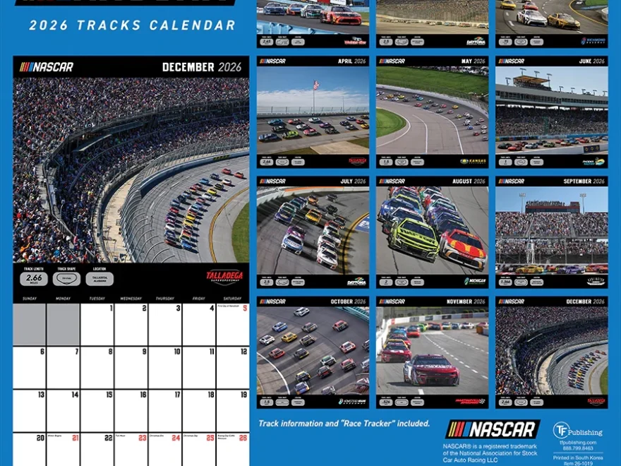 2026 Nascar Tracks Wall Calendar TF Publishing Calendars Planners Journals Stationery