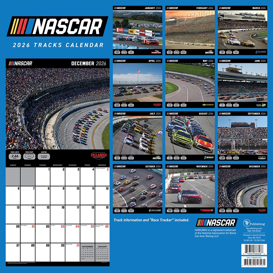 2026 Nascar Tracks Wall Calendar TF Publishing Calendars Planners Journals Stationery