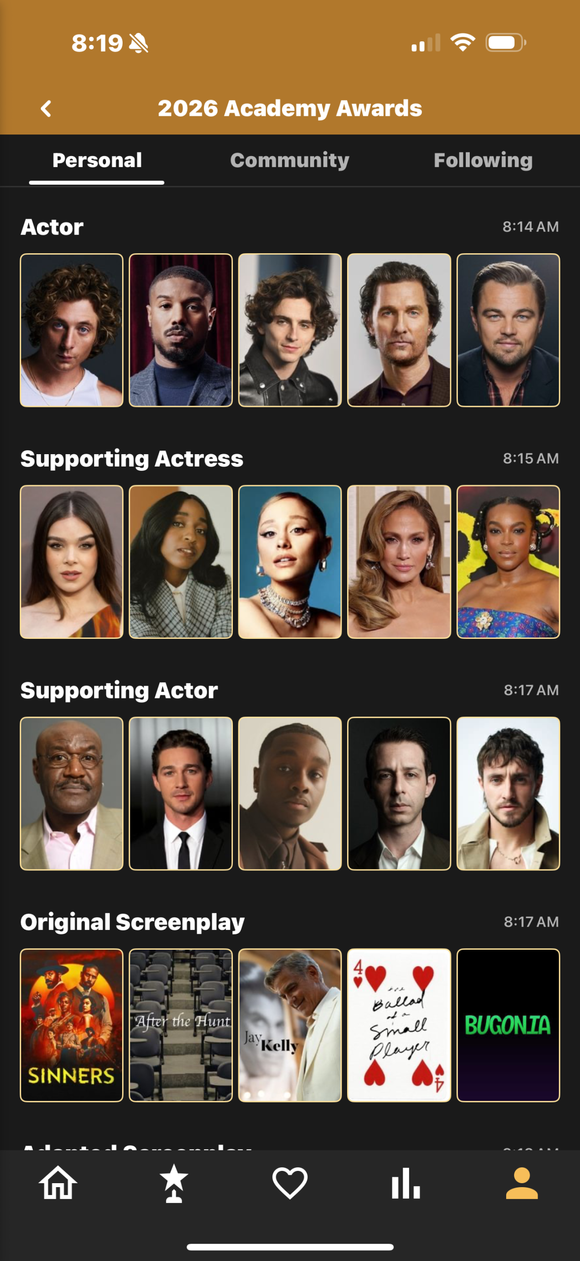 Printable List Of 2026 Oscar Winners