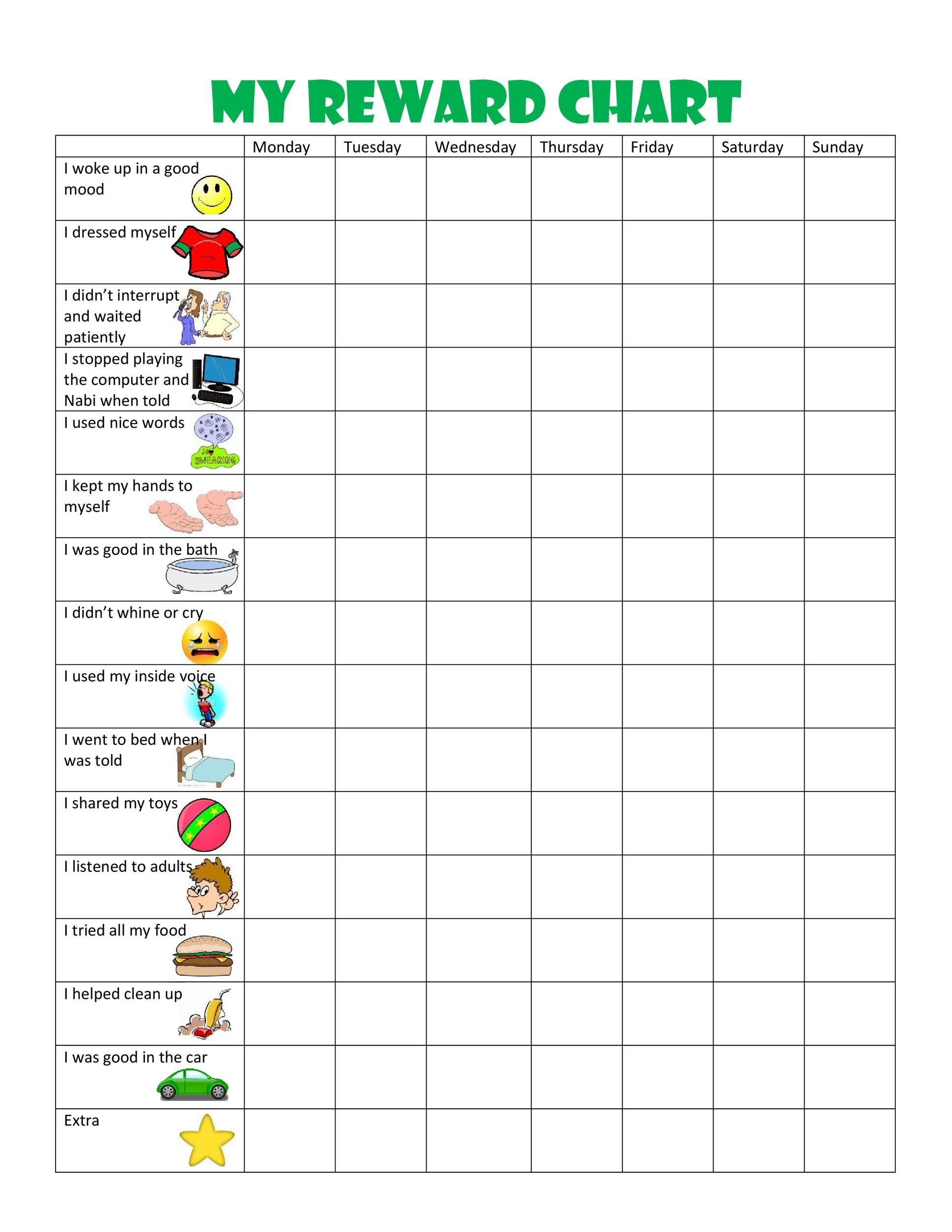 Preschool Reward Chart Printables Preschool Reward Chart Printables