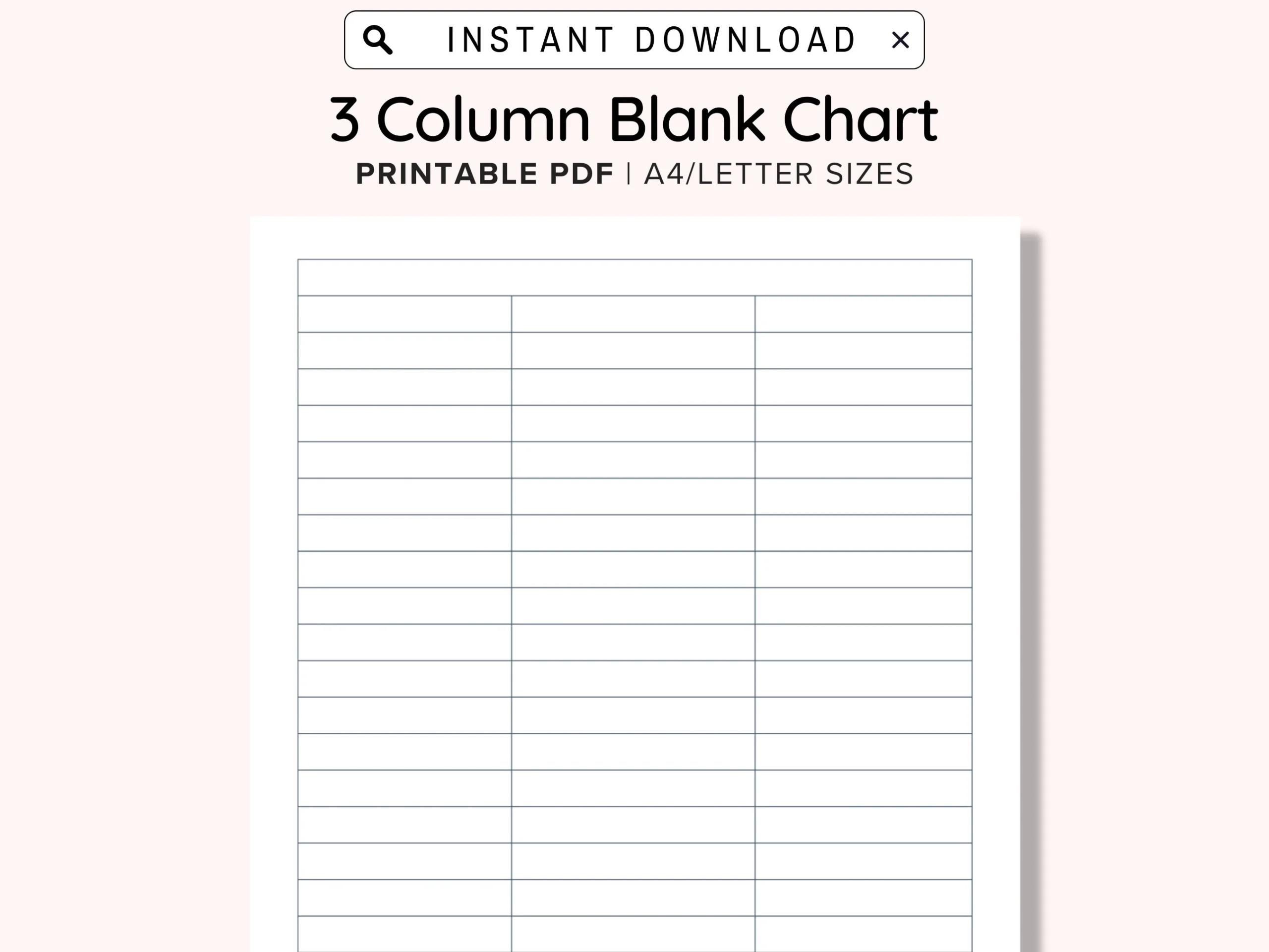 3 Blank Columns Chart Text Input Print And Write Printable Digital Download Blank Column Template Printable Columns Columns W Title PDF Etsy Canada