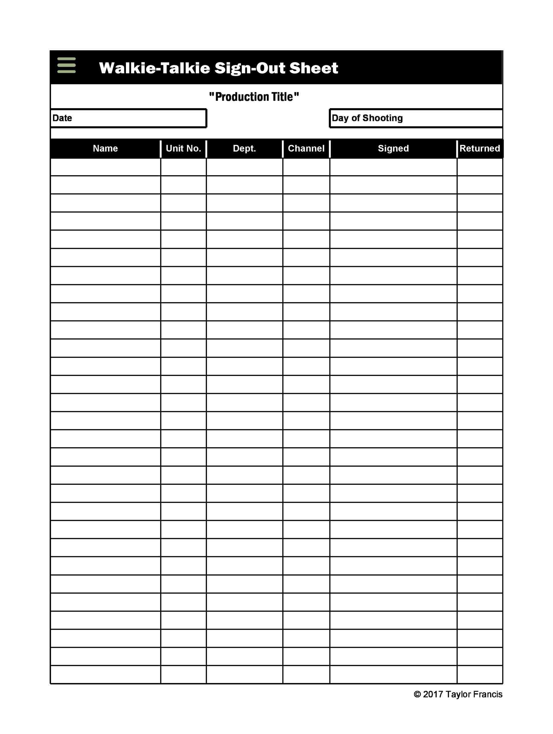 Printable Sign Off Sheet Printable Sign Off Sheet