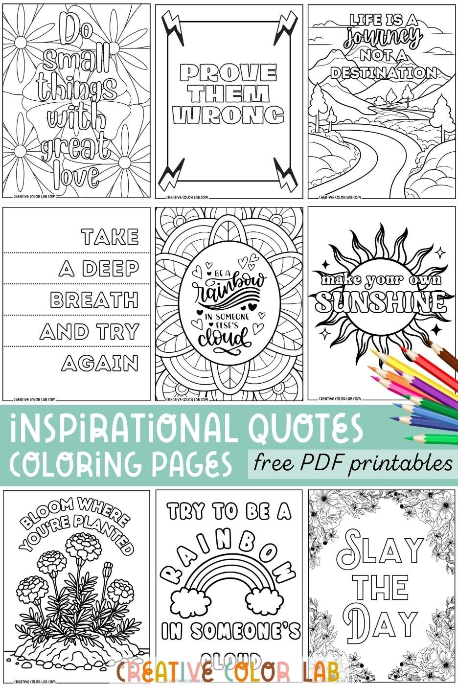 37 Inspirational Quotes Coloring Pages Positive PDF Printables