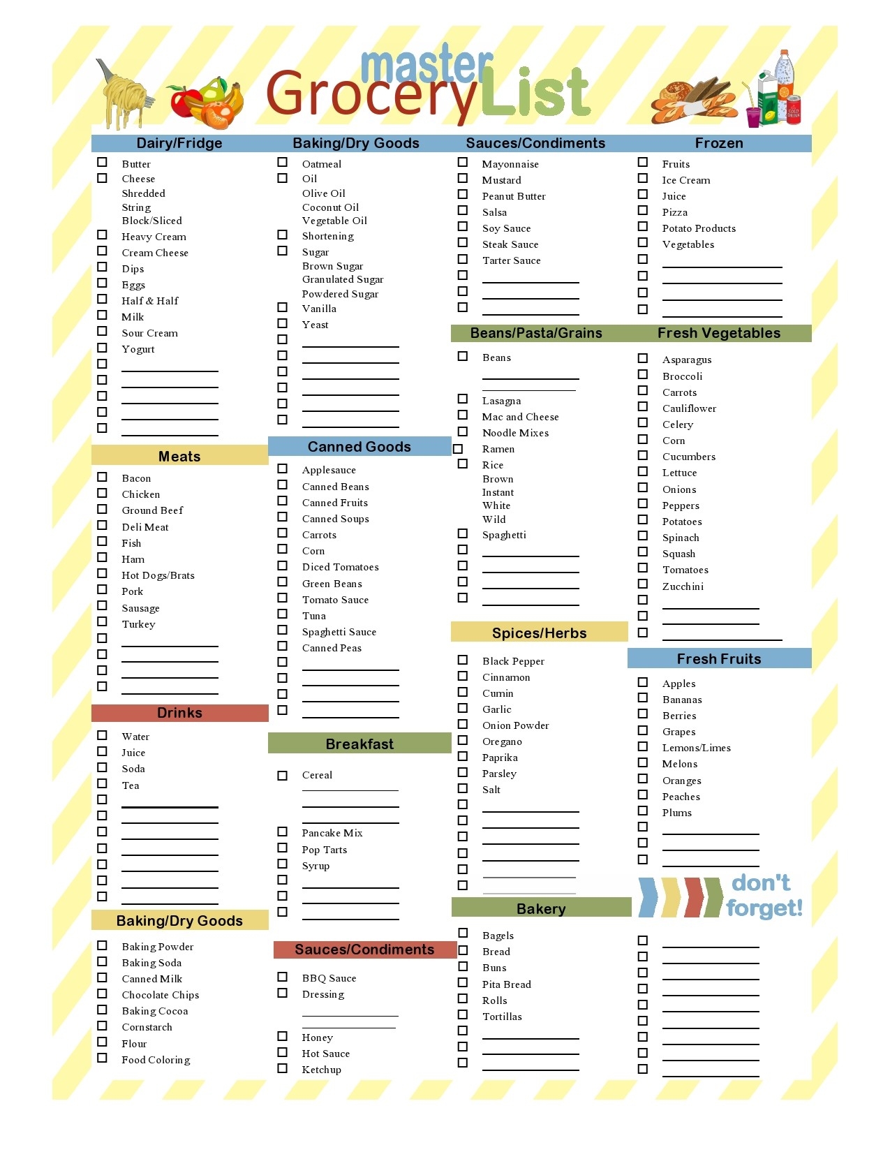 Grocery List For Seniors Free Printable