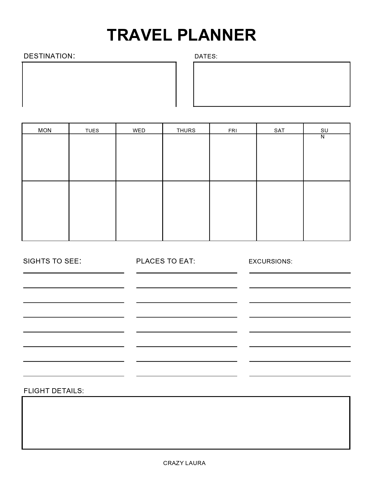 Travel Planner Spreadsheet Printable Travel Planner Spreadsheet Printable