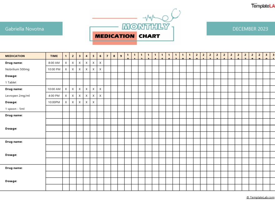 40 Great Medication Schedule Templates Medication Calendars