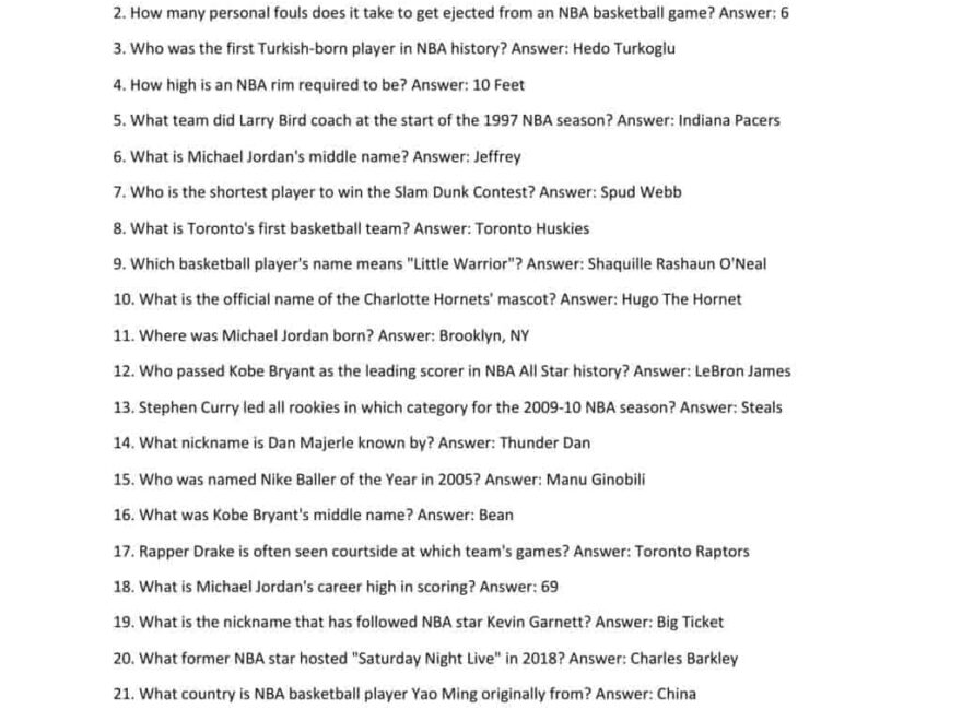 41 NBA Trivia Questions Answers Fun Basketball Quiz Mantelligence