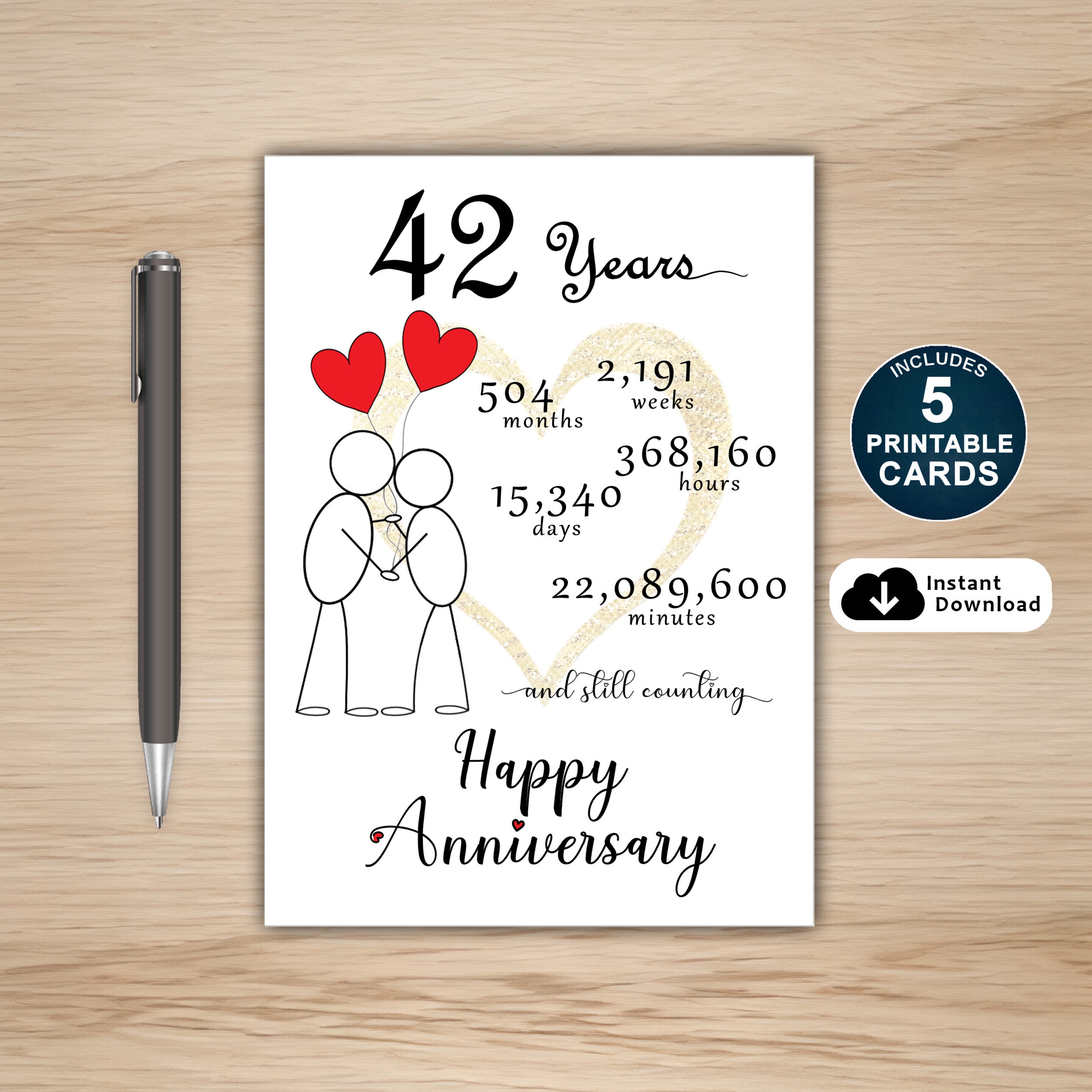 Free Printable Happy 42 Anniversary Signs