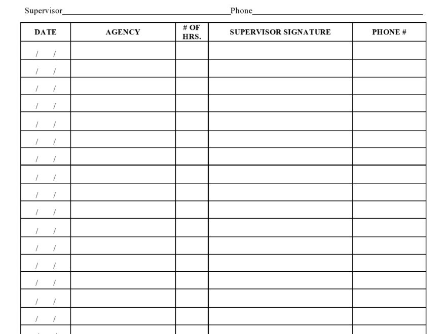 44 Printable Community Service Forms MS Word TemplateLab
