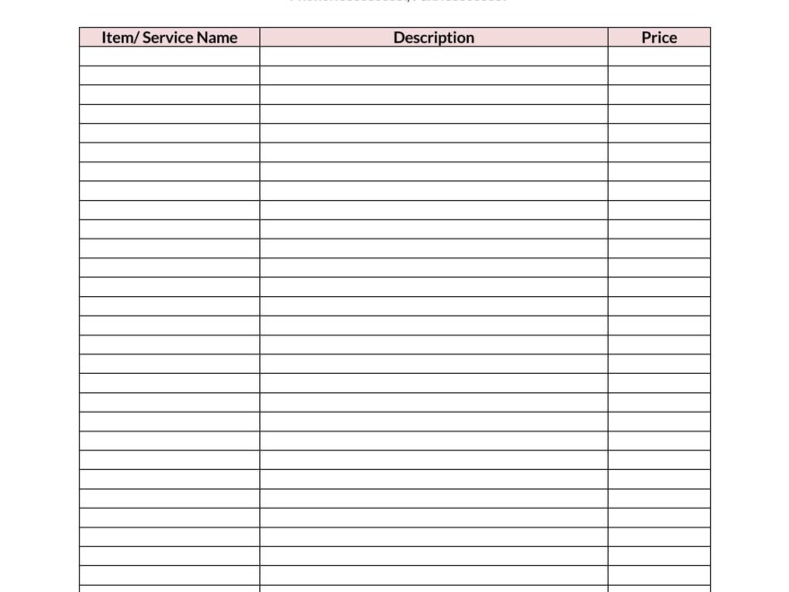 45 Free Printable Price List Templates Word Excel PDF