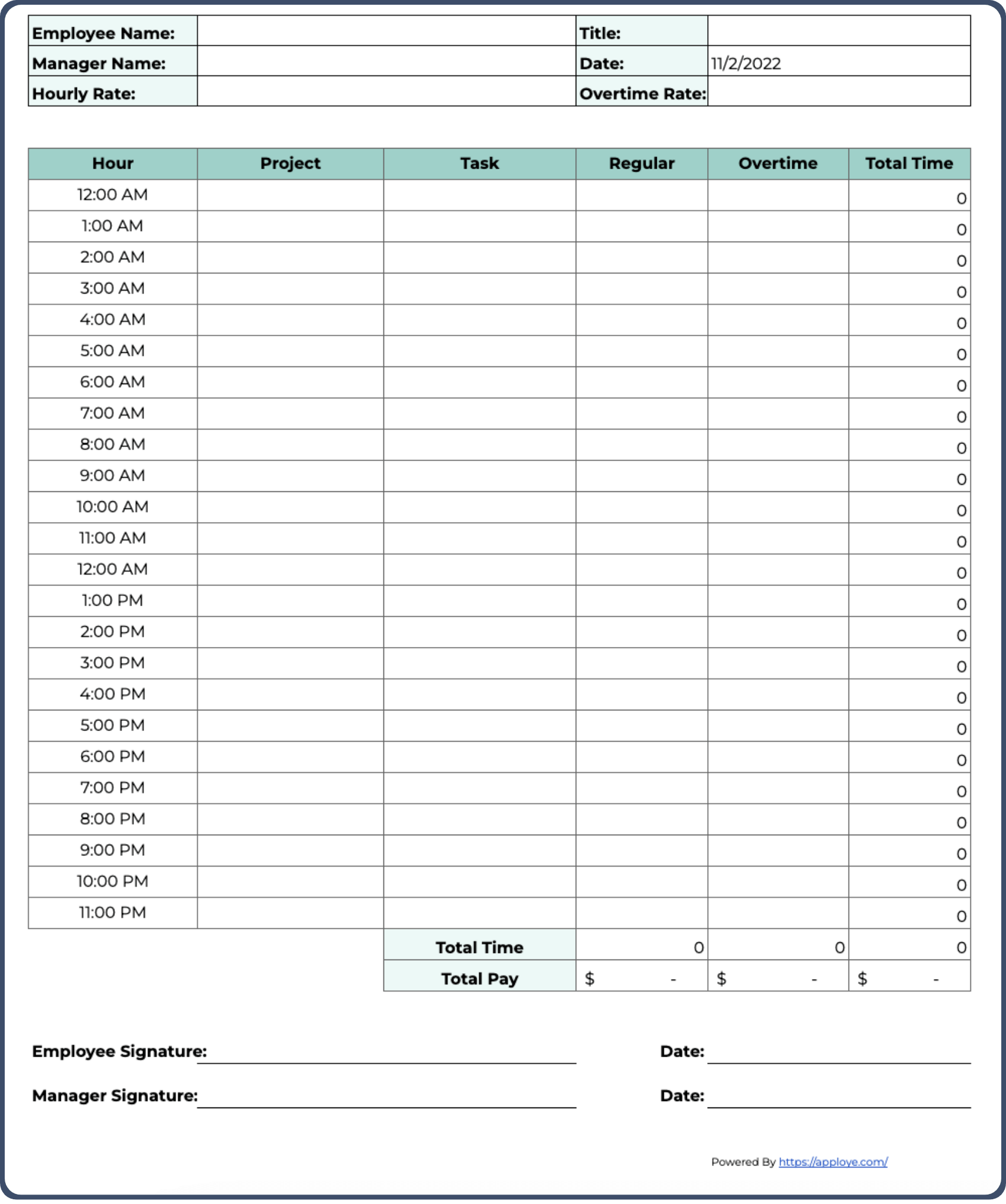 5 Excel Templates For Time Tracking Free Download