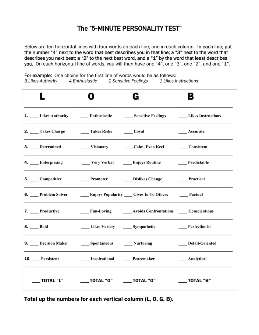 5 Minute Personality Test Fill Out Printable PDF Forms Online 5 Minute Personality Test Fill Out Printable PDF Forms Online