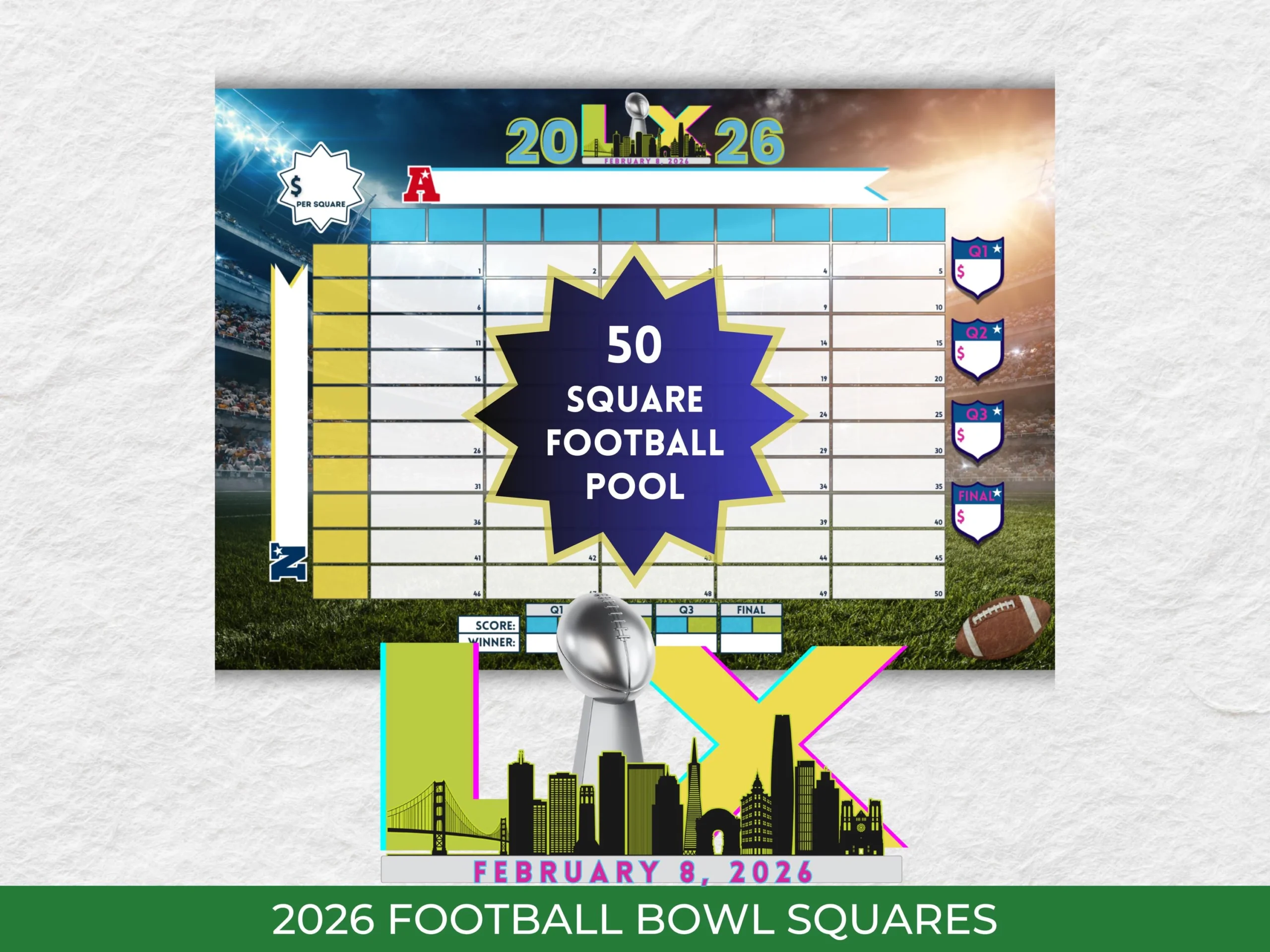 50 Super Football Bowl Squares 2026 Football Pool Printable Template Digital Download Team Fundraiser Super Squares Grid Bowl 60 Etsy Israel 50 Super Football Bowl Squares 2026 Football Pool Printable Template Digital Download Team Fundraiser Super Squares Grid Bowl 60 Etsy Israel