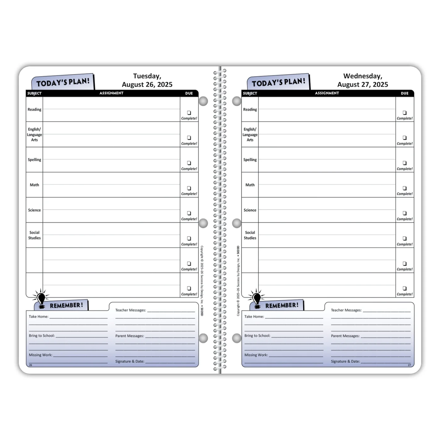 5020D The Daily Student Planner Dated For 2025 26