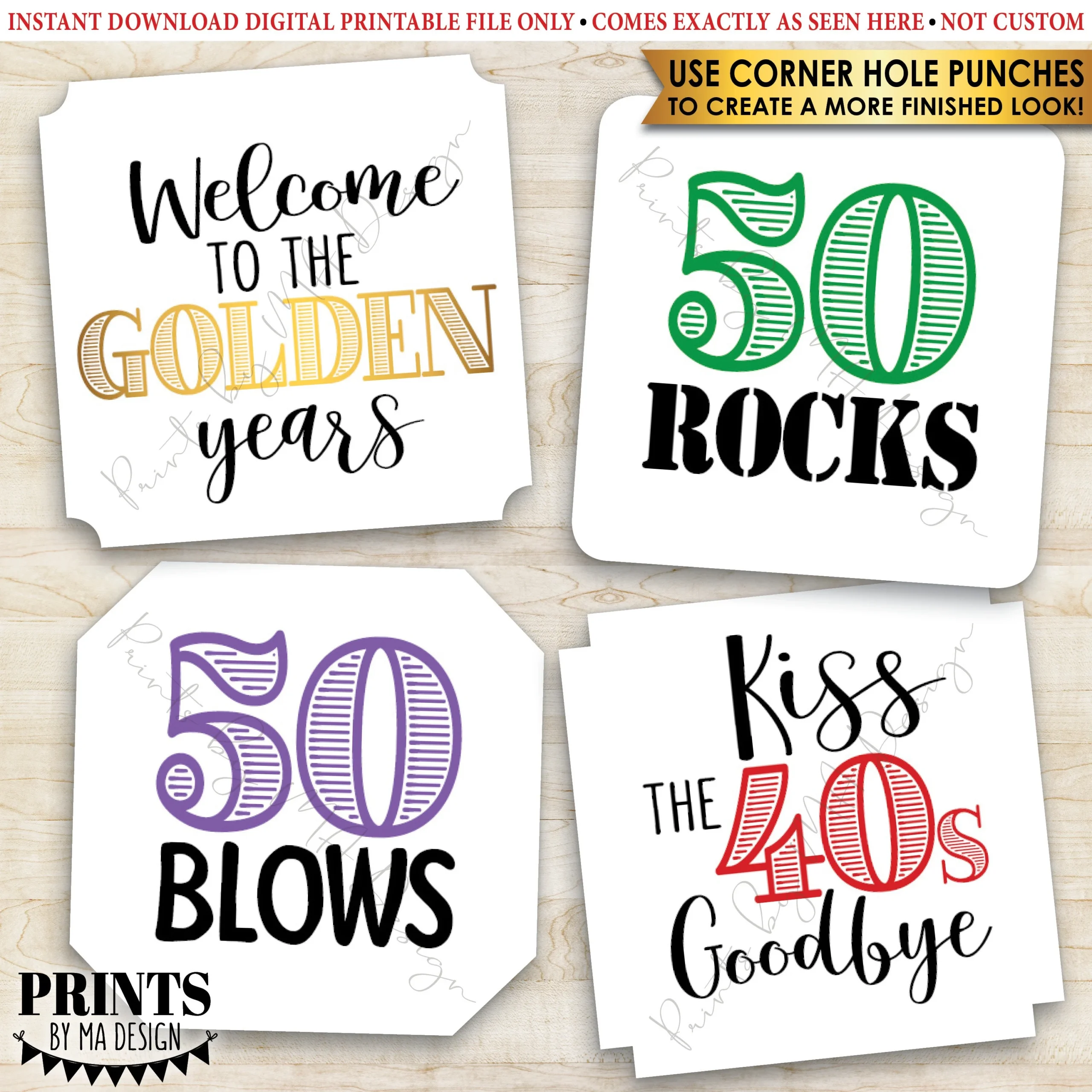 50th Birthday Printable Signs