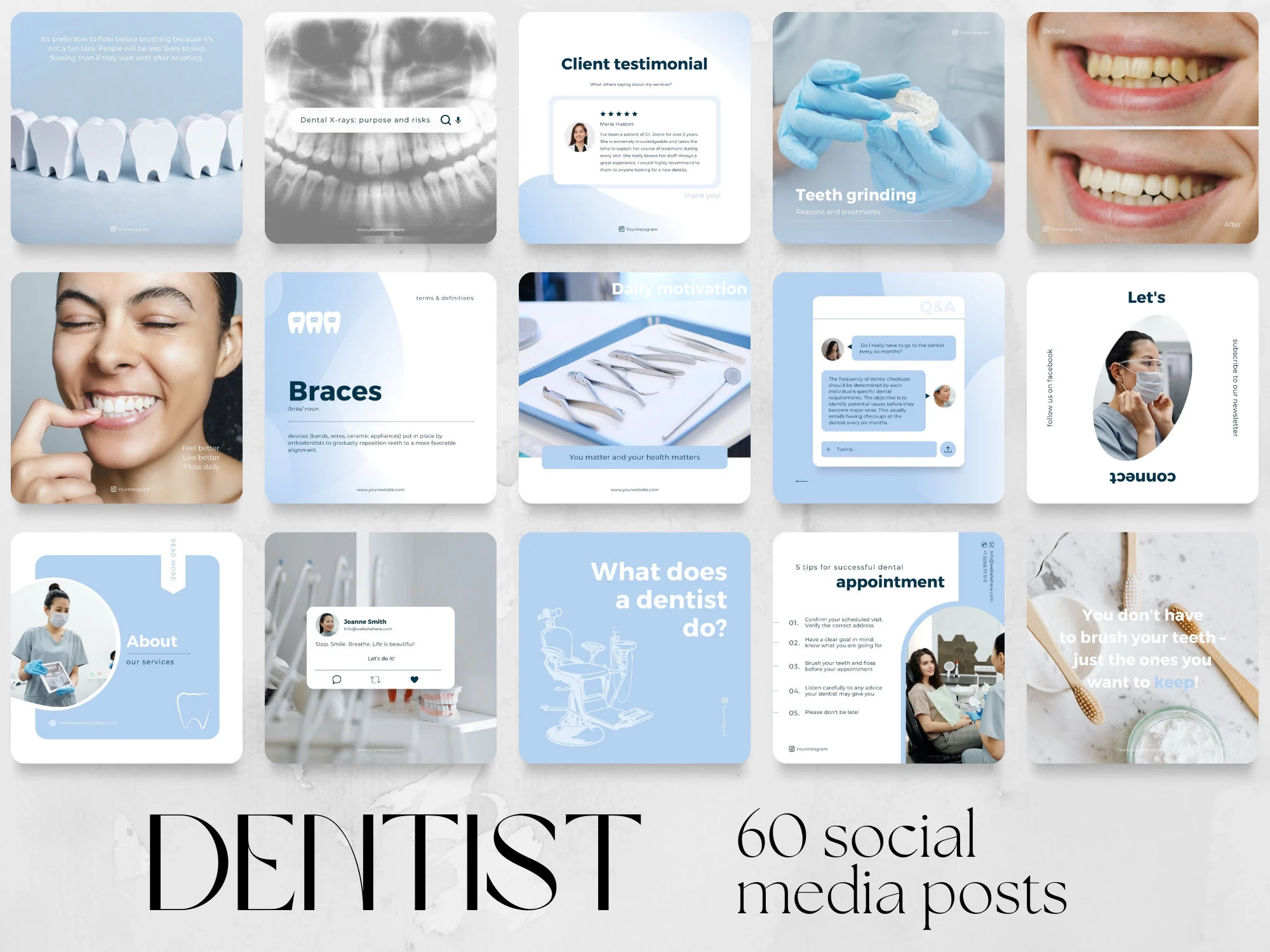 60 Dental Social Media Posts Templates Dentist Clinic Business Marketing Hygienist IG Instagram Facebook Teeth Tooth Oral Health Care Etsy 60 Dental Social Media Posts Templates Dentist Clinic Business Marketing Hygienist IG Instagram Facebook Teeth Tooth Oral Health Care Etsy